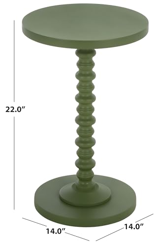 SAFAVIEH Furniture - Bonti Accent Table - Green - Solid Wood Pedestal Side Table - Round Top Modern Design - Fully Assembled - Ideal for Living Room, Bedroom, 14" W x 14" D x 22" H (ACC3269A)