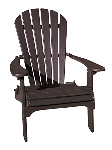 Foldable Adirondack Chair - Poly Adirondack Chair Folding - HDPE, Heavy Duty, Recycled Plastic - All Weather Outdoor Furniture for Your Deck, Front Porch, or Patio, Brown