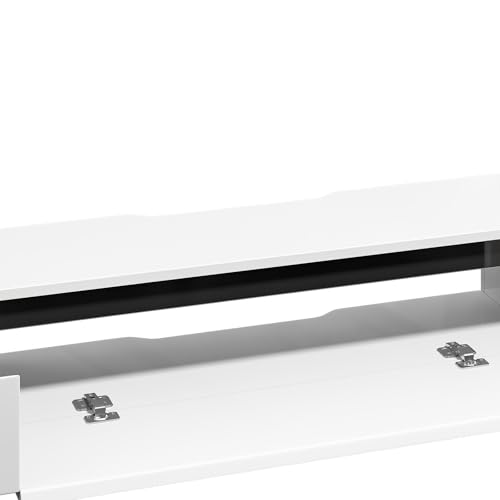 Floating TV Stand with 1 Door and 2 Drawers, 55inch, White, view 5
