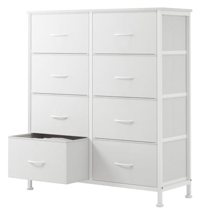 8 Drawer Fabric White Dresser for Bedroom, Tall Double Dresser, view 2
