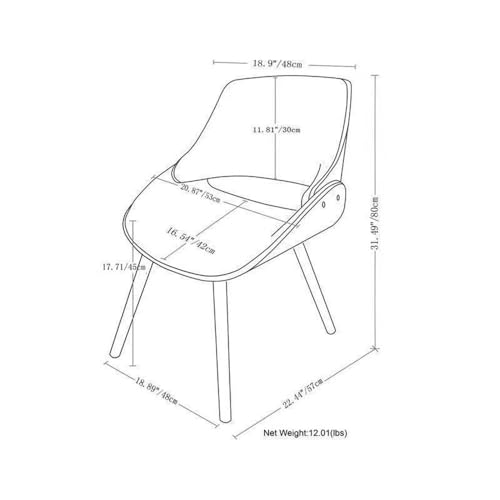 Malden Dining Chair in Blue Linen Look Fabric, 22.8" W x 20.9" D x 30.9" H, Mid-Century Modern Wood Back Chair for Dining Room