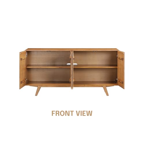 Sapa Mid-Century Modern Solid Wood Sideboard – 4-Door Accent Buffet Cabinet, view 7