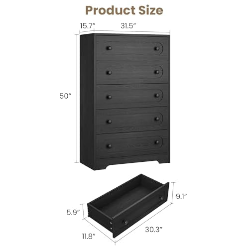 5 Drawer Dresser for Bedroom, view 3