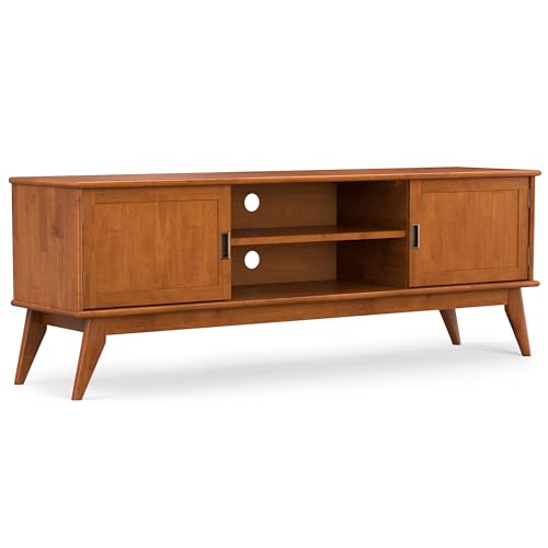 Draper 72" Wide Solid Wood TV Stand in Teak Brown, view 2