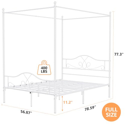 Full Canopy Bed Frame with 4 Posters, Full Size Bed for Kids Girls Adults, view 3