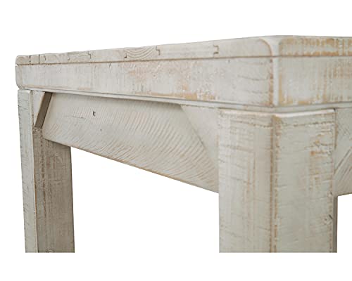 Signature Design by Ashley Fregine Farmhouse Rectangular End Table with Lower Open Shelf, Triangle Bracket Accents, Wood, 25.25" High, Weathered White