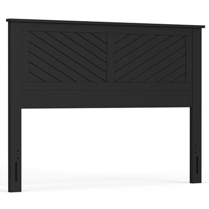 Wood Panel Headboard with Chevron Scoring, Queen Size, Black, Easy Assembly, view 7