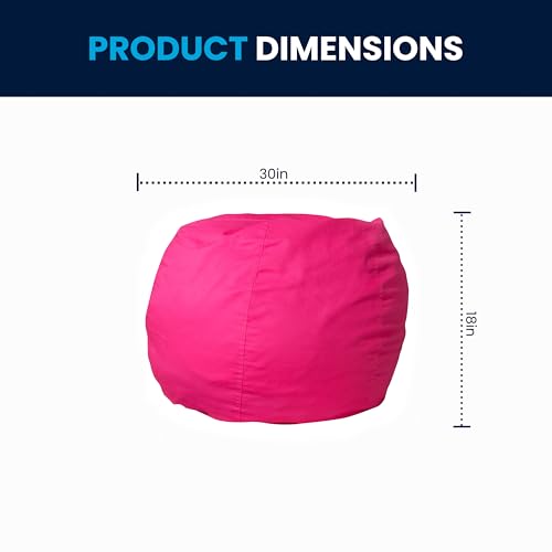 Dillon Small Bean Bag Chair for Kids and Teens, Foam-Filled Beanbag Chair with Machine Washable Cover, Hot Pink