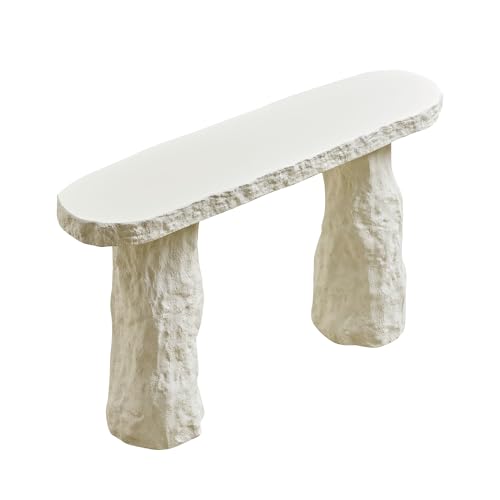 53.94 inch Modern Design Console Table,Imitation Stone Table,Fiberglass Entryway Table with Irregular Legs for Living Room,Hallway