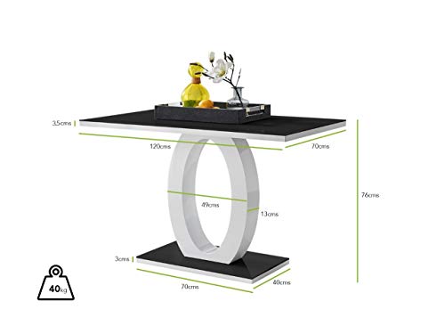 Giovani Black White High Gloss Glass Dining Table and 4 White Lorenzo Chairs Set