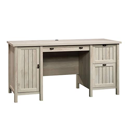 Costa Computer Desk with Storage Drawers, Home Office Desk, in Chalked Chestnut, view 2