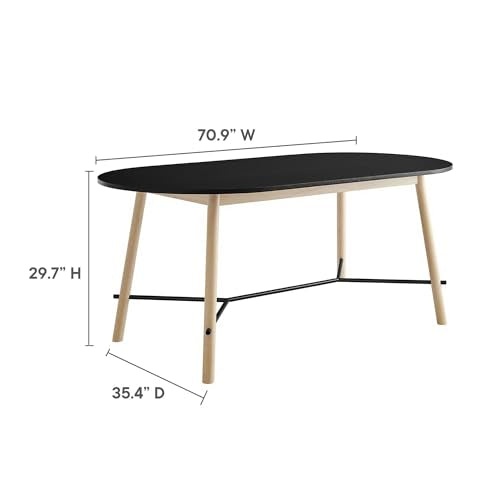 Infuse 71Inch Dining Table Oak Grain Accent Solid Wood Black Finish Modern Kitchen Room Entertaining Home Furniture Quality Stylish Elegant Durable Refined Versatile