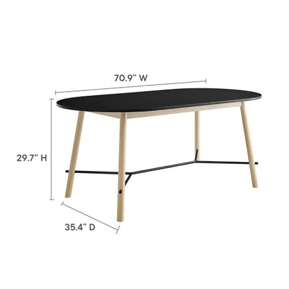Infuse 71Inch Dining Table Oak Grain Accent Solid Wood Black Finish Modern Kitchen Room Entertaining Home Furniture Quality Stylish Elegant Durable Refined Versatile