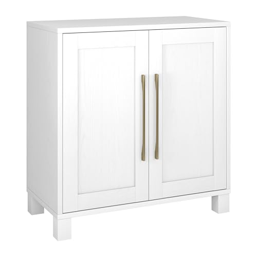 28" Wooden Accent Cabinet, Modern Sideboard Buffet Cabinet with 2 Doors and an Adjustable Shelf for Living Room, Dining Room, Bedroom or Entryway, Cloud White