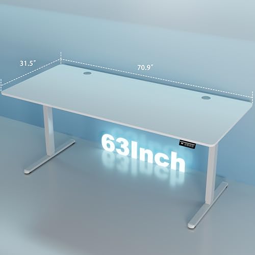 Standing Desk, 71x31 Inch Height Adjustable Electric Sit Stand up Desk, Ergonomic Rising Computer Table, Modern Lift Gaming Desk Workstation for Home Office, White