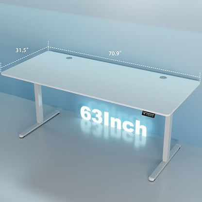 Standing Desk, 71x31 Inch Height Adjustable Electric Sit Stand up Desk, Ergonomic Rising Computer Table, Modern Lift Gaming Desk Workstation for Home Office, White