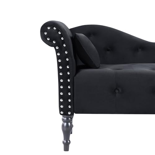 Modern Velvet Upholstered Chaise Lounge Indoor Button Tufted Chaise Lounge, view 4
