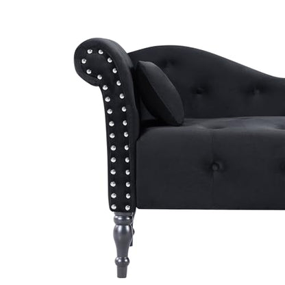 Modern Velvet Upholstered Chaise Lounge Indoor Button Tufted Chaise Lounge, view 4
