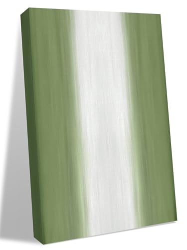 NuYeBiofx Abstract Sage Green White Stripe Canvas Wall Art Prints,48"x32" Framed Picture Artwork Modern Minimalist Art Printed Canvas Oil Painting for Living Room Bedroom Office,Ready to Hang