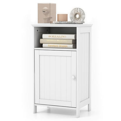Small Bathroom Storage, Bathroom Floor Cabinet Freestanding with Doors & 3-Position Adjustable Shelves, Wood Small Cabinet for Living Room, Laundry Room, Apartment