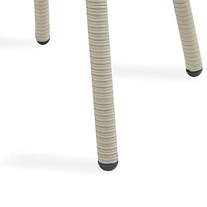 Modern and Weatherproof Haven All-Weather Wicker Outdoor Round Glass-Top Accent Table with Storage - Outdoor Furniture Patio Set & Metal - 20 in. W x 20 in. D x 26 in. H