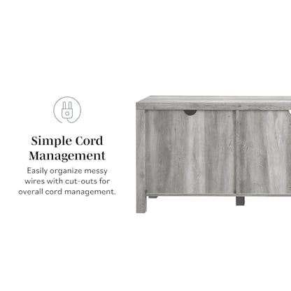 Georgetown Modern Farmhouse Double Barn Door TV Stand for TVs up to 80 Inches, 70 Inch, Stone Grey