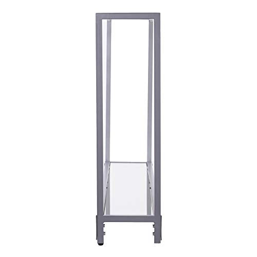 Bergen Narrow Console Table - Silver - Transitional Design, Metal and Glass - Ideal for Entryway, Living Room (CM3656)