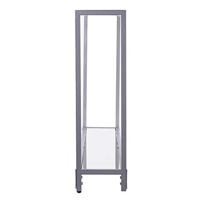 Bergen Narrow Console Table - Silver - Transitional Design, Metal and Glass - Ideal for Entryway, Living Room (CM3656)