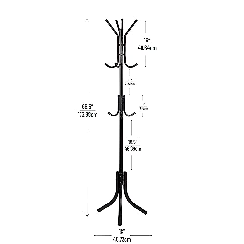 Freestanding Coat Rack, Multi-Tier Organizer for Office and Entryway, Metal, view 4