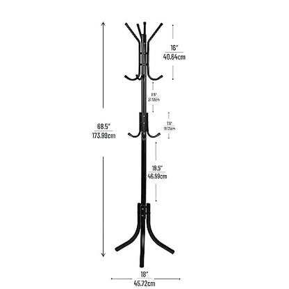 Freestanding Coat Rack, Multi-Tier Organizer for Office and Entryway, Metal, view 4