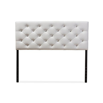 Viviana Modern & Contemporary Faux Leather Upholstered Button Tufted Headboard, Queen, White