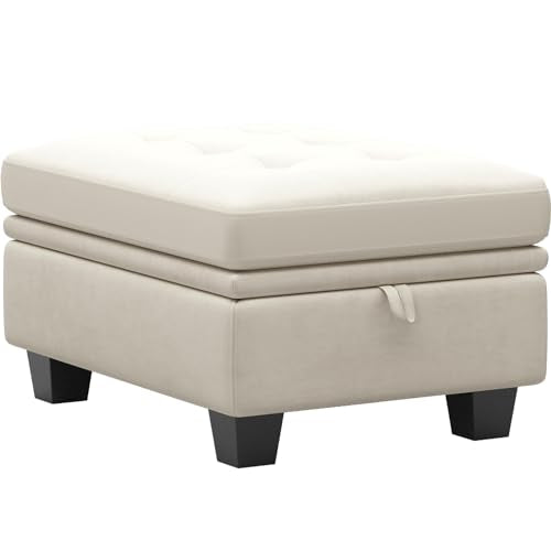 Small Storage Ottoman Module for Modular Sectional Sofa Beige