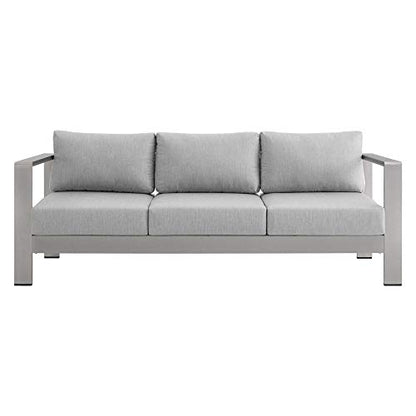 Shore Aluminum 7 Piece Outdoor Patio Furniture Set | Sturdy Anodized Frames | Sunbrella Fabric Cushions | Reliable Functionality