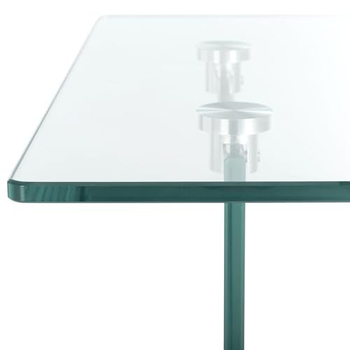 SAFAVIEH Home Collection – Kayley Modern Glass Accent Table with Natural Shelf, Clean-Lined Side Table for Living Room or Bedroom (ACC7001A)