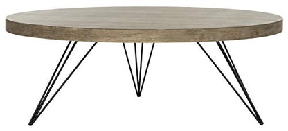 Safavieh Home Collection Mansel Mid-Century Light Oak Hairpin Leg Round Coffee Table