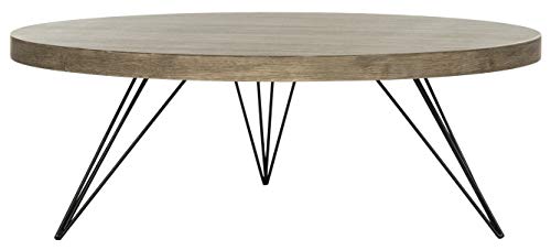 Safavieh Home Collection Mansel Mid-Century Light Oak Hairpin Leg Round Coffee Table