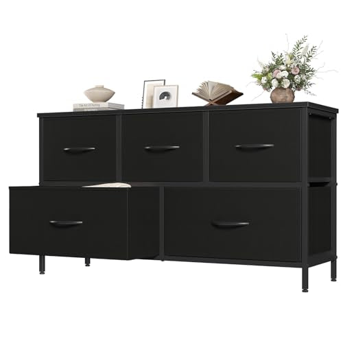 5 Drawer Black Dresser for Bedroom, Closet Chest Organizer Furniture, view 2