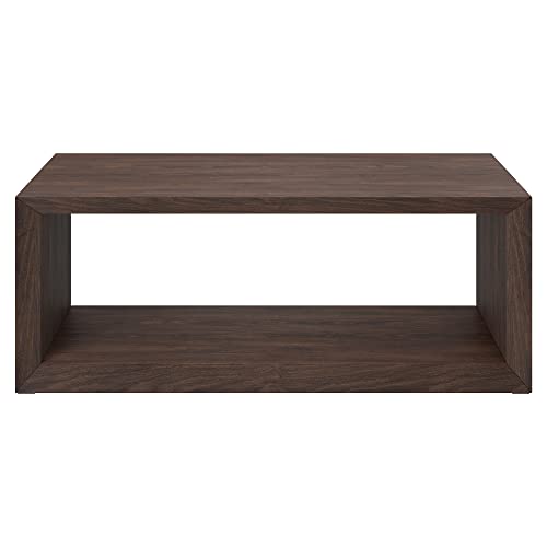 48" Rectangular Coffee Table with Open Storage Shelf for Living Room, Family Room, or Office, Rich Brown