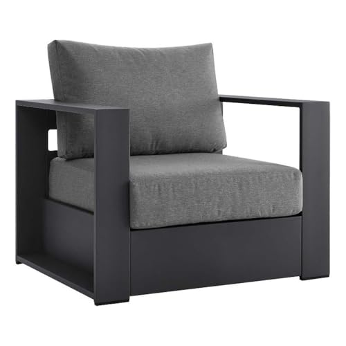 Tahoe Aluminum Outdoor Patio Armchair in Gray Charcoal