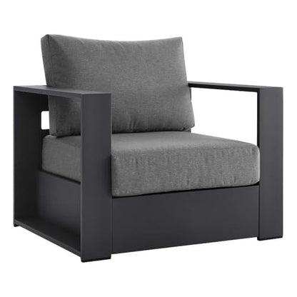 Tahoe Aluminum Outdoor Patio Armchair in Gray Charcoal