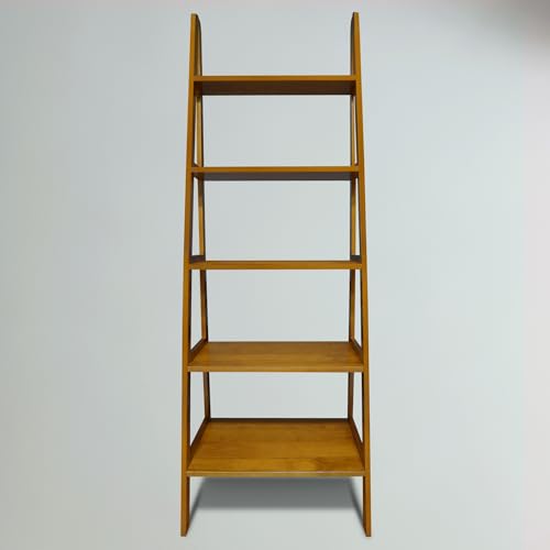 100% Solid Wood 5-Shelf Ladder Bookcase, Standard, 72" H, Chestnut