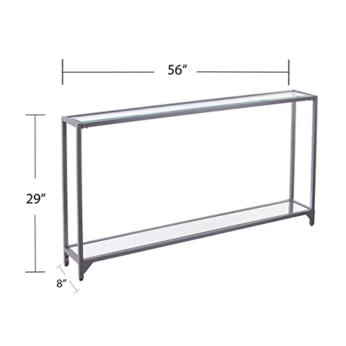 Bergen Narrow Console Table - Silver - Transitional Design, Metal and Glass - Ideal for Entryway, Living Room (CM3656)