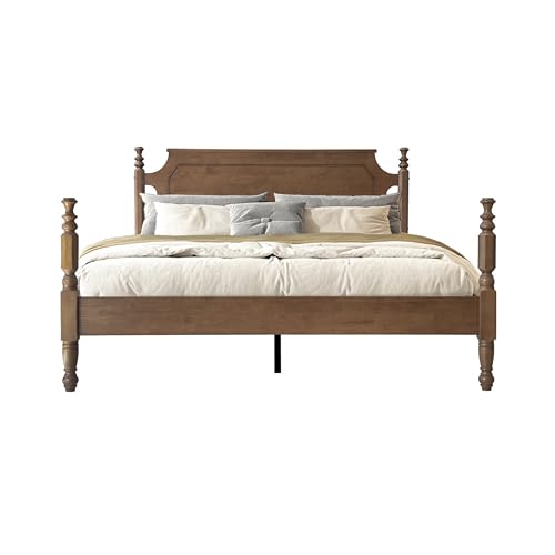 Solid Wood Queen Size Bed Frame with Headboard & Footboard, 12 Strong Slats, view 2