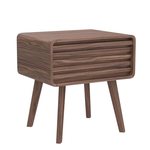 Ensley Mid Century Modern Side Table, Small Accent Tables for Living Room, Mid Century Modern Night Stand, Bedside Tables, Wood Nightstands for Bedroom (Walnut, Set of 2)