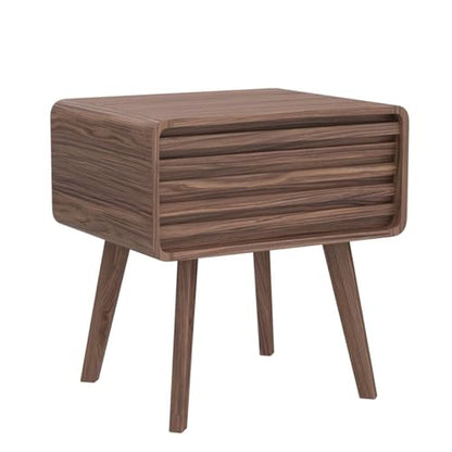 Ensley Mid Century Modern Side Table, Small Accent Tables for Living Room, Mid Century Modern Night Stand, Bedside Tables, Wood Nightstands for Bedroom (Walnut, Set of 2)