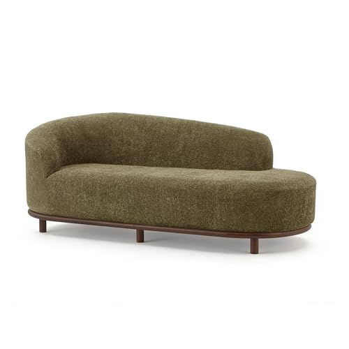 Bouclé Chaise Lounge Sofa Mid Century Modern Upholstered Chaise Lounge with, view 6