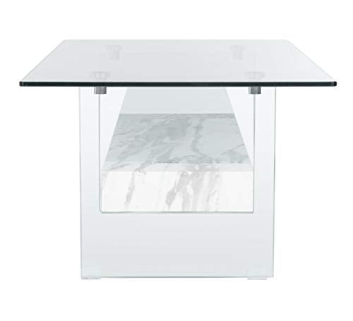 SAFAVIEH Kayley Wood Coffee Table, 43.3" Modern Glass/White COF7004E, view 7