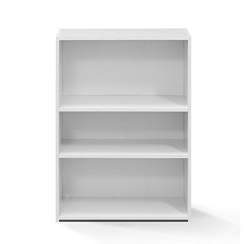 WRIGHT Book Shelf, 3-Tier Modern Bookshelf, Bookcase with Closed Back, 11.6" x 24.5" x 35.3", for Living Room, Bedroom, Home Office, Soft White