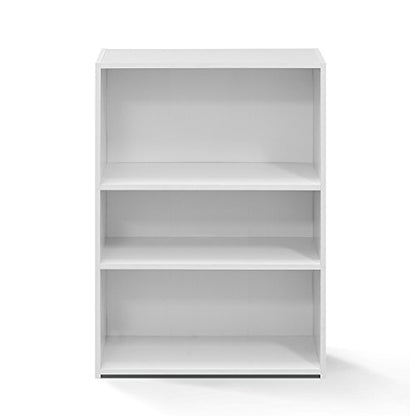 WRIGHT Book Shelf, 3-Tier Modern Bookshelf, Bookcase with Closed Back, 11.6" x 24.5" x 35.3", for Living Room, Bedroom, Home Office, Soft White