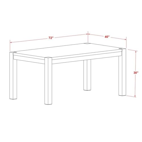 LM7-07-T Lismore Modern Dining Table - Rectangle Rustic Farmhouse Table, 40x72 Inch, Jacobean